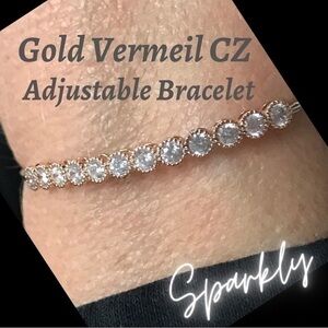 Gold Vermeil CZ Adjustable Bracelet